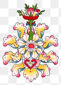 Oriental flower png sticker, Chinese decorative design element on transparent background