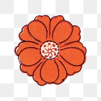 Flower png sticker, aesthetic vintage Chinese graphic, transparent background