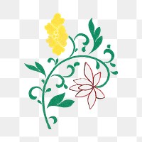 Flower png sticker, aesthetic vintage Chinese graphic, transparent background