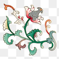 Oriental flower png sticker, decorative design element on transparent background