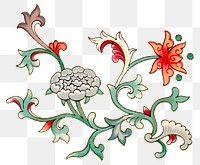 Oriental flower png sticker, decorative design element on transparent background