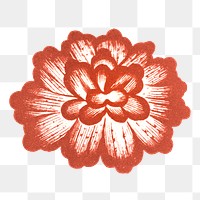 Orange flower png sticker, Chinese aesthetic vintage illustration, transparent background