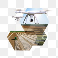 Precision farming png, smart agriculture technology collage element, transparent background