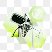 Electric car png, environment collage element, transparent background