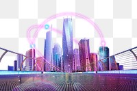 Connected city png border, transparent background