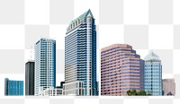 City skyline png sticker, office buildings & skyscrapers, transparent background