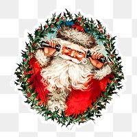 Santa Claus on string phones sticker transparent png
