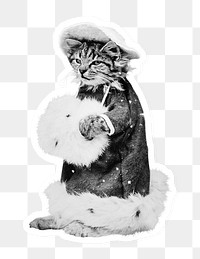 Cat in a coat sticker transparent png