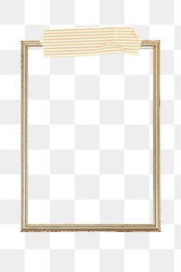 Rectangle gold frame stitch with a yellow stripes Washi tape transparent png