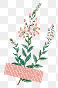 Flower with a pink Washi tape design element transparent png