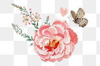 Ever-blowing rose with a butterfly design element transparent png