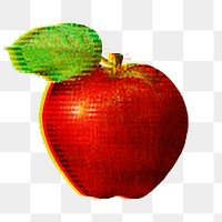 Red glitched apple design element
