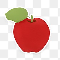 Red apple paper craft illustration sticker 