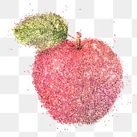 Glittery pink apple illustration design element 