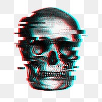Skull with glitch effect sticker overlay