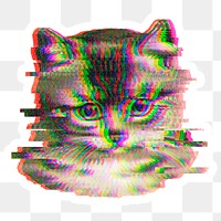 Cat with a glitch effect sticker overlay with a white border