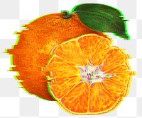 Mandarin orange with glitch effect design element 