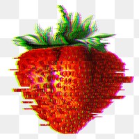 Strawberry with glitch effect design element