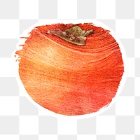 Hand drawn persimmon brush stroke style sticker overlay with a white border