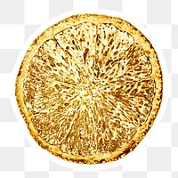 Gold tangerine orange sticker with a white border