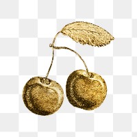 Gold cherry fruit sticker design element