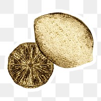 Gold lemon sticker  with a white border