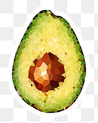 Half slice avocado crystallized style sticker design element