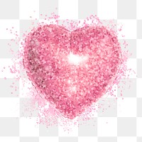 Glittery pink heart sticker overlay design element