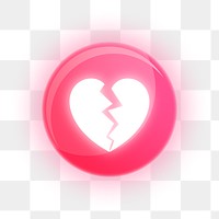 Glowing heart break icon png social media reaction