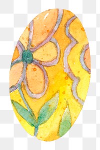Png floral Easter egg design element watercolor illustration