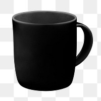 Png black mugs mockup on transparent background