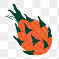 Orange dragon fruit png sticker tropical illustration