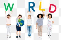 Kids png clipart, supporting a global environment campaign, transparent background