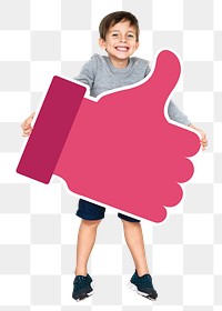 Thumbs up png sticker, little boy, transparent background