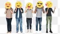 Png people holding emoji clipart, transparent background