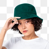 Bucket hat png mockup in green trendy street fashion