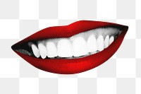 Smiling lips png sticker pop art, happy mouth, transparent background