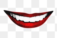 Smiling lips png sticker pop art, happy mouth, transparent background