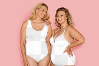 Plus size swimsuit png mockup, women's lingerie, transparent design