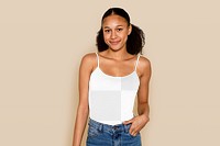 Tank top png mockup, women's apparel, transparent design