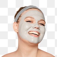 Clay mask woman png collage element, spa facial treatment, transparent background