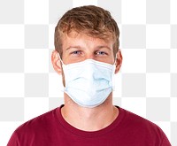 Png European man mockup wearing face mask in the new normal