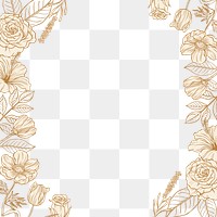 Flowers png frame, transparent background with vintage design