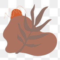 Brown aesthetic png leaf sticker, transparent background