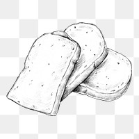 Sliced bread png sketch sticker on transparent background