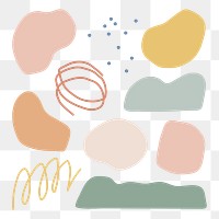 Abstract memphis png shape sticker, blob, geometric design set