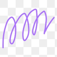 Purple doodle png line clipart, cute scribble element on transparent background