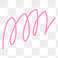 Pink doodle png line clipart, cute scribble element on transparent background