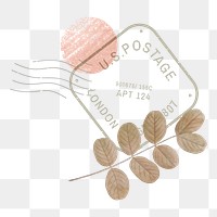 Botanical ephemera png sticker, autumn leaf