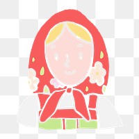Red riding hood png sticker, cute woman cartoon